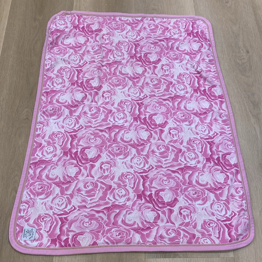 This Little Piggie Wears Cotton Rose & Striped Baby Blanket